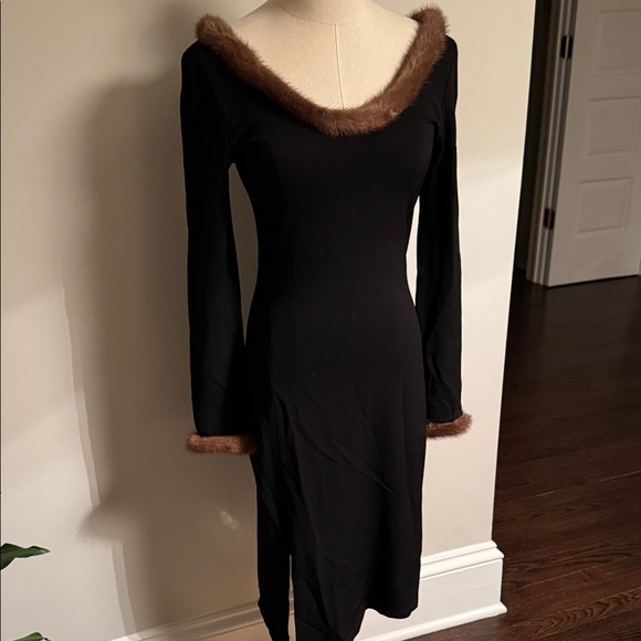 Vintage Dresses & Skirts - Vintage mink trimmed Dress